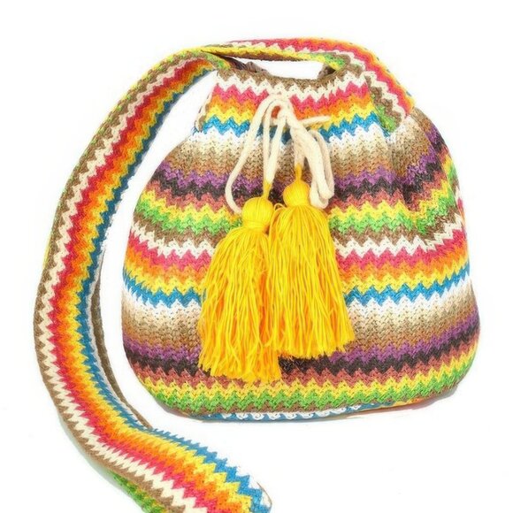 Multi Color Chevron Bucket Bag - Picture 1 of 4